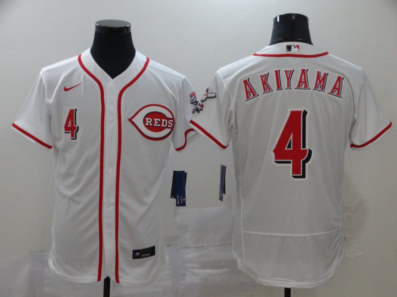 Men Cincinnati Reds #4 Akiyama White Nike Elite MLB Jerseys->new york yankees->MLB Jersey